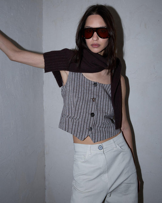 Top Sastre Rayas Marrón