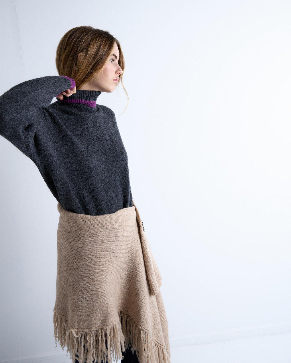 Jersey Cuello Alto Contrastes Antracita