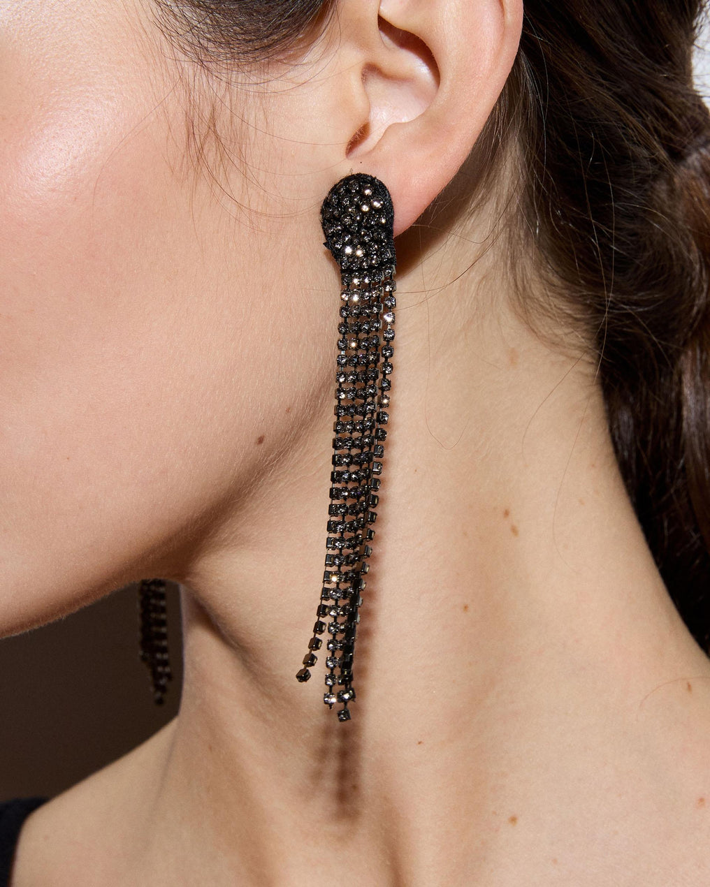 Pendientes Flecos Brillos Plata