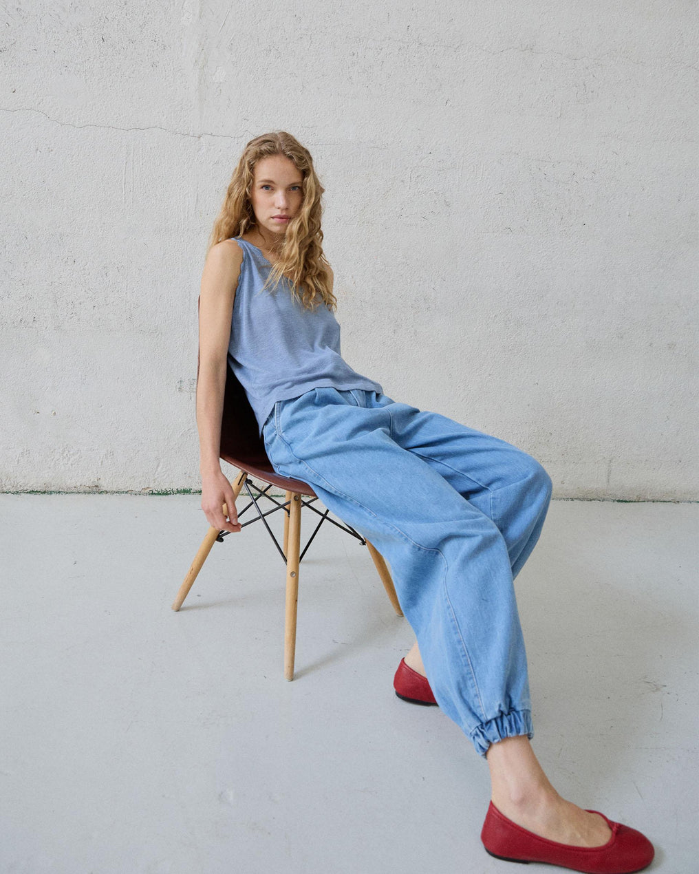 Blue Wavy Details Top