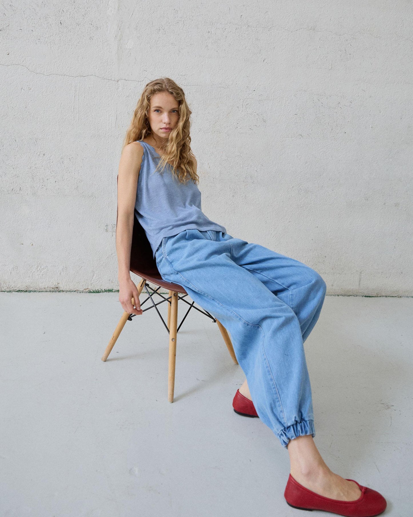 Blue Wavy Details Top