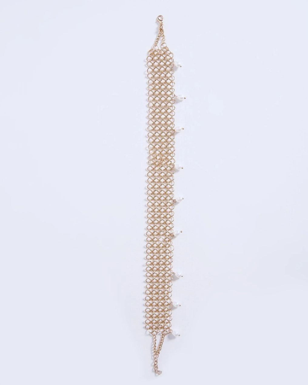 Choker Rejilla Perlas Oro