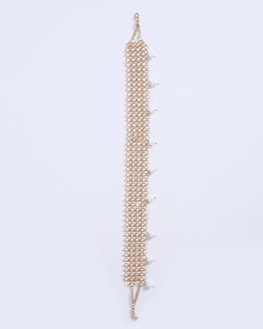 Choker Rejilla Perlas Oro