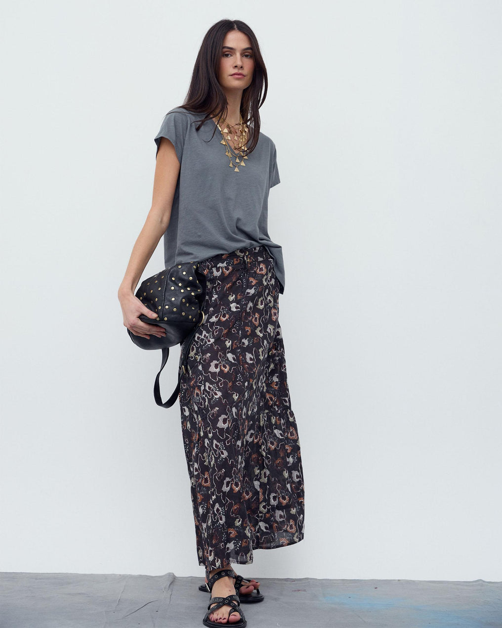 T-shirt Básica Manga Curta Cinzento