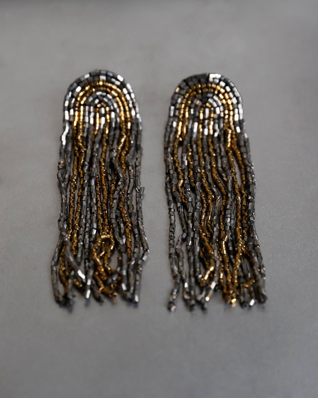 Gold Semicircle Strap Earrings