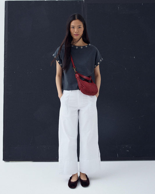 Jeans Dobladillo Abertura Blanco