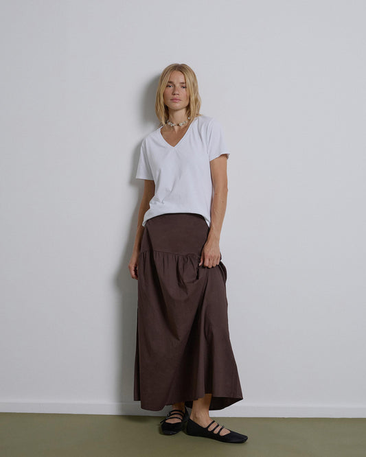 Falda Larga Canesú Marrón
