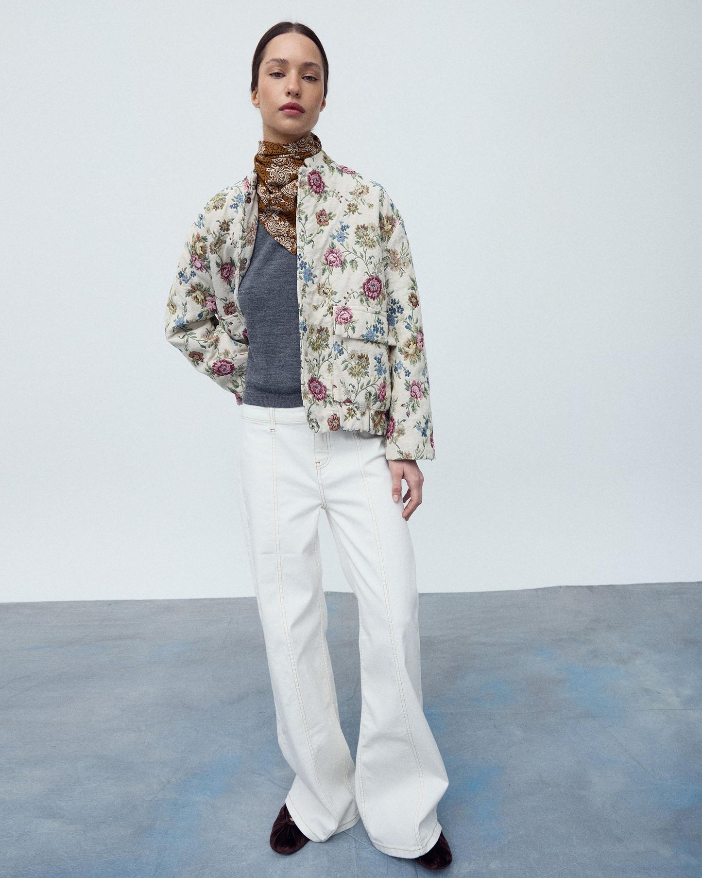 Multicolor Floral Print Bomber Jacket