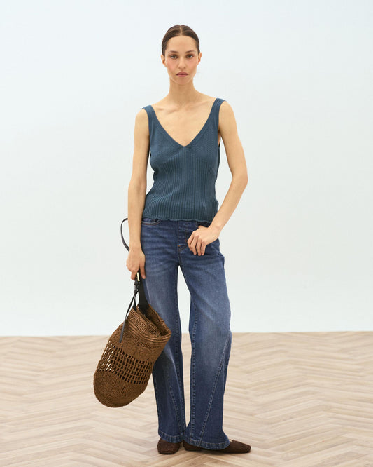 Petroleum Ribbed Cami Top