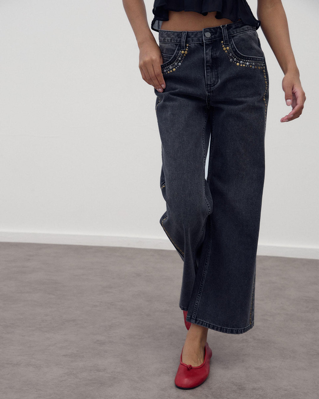 Jeans Tachas Bicolor Antracite