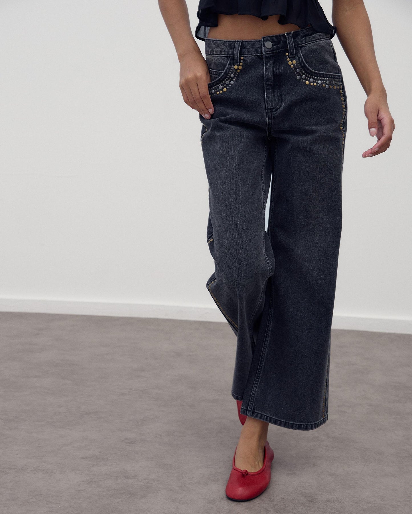 Jeans Tachas Bicolor Antracite