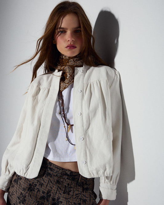 Bomber Canesú Canvas Blanco