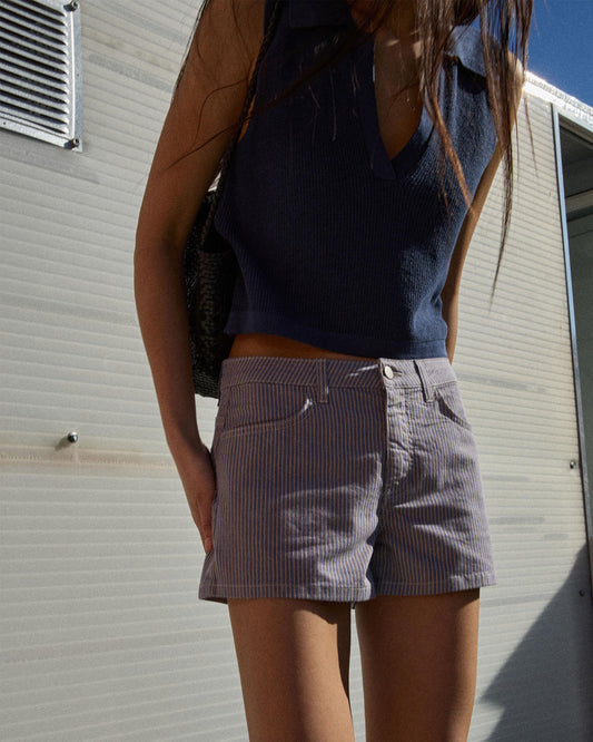 Shorts Básicos Rayas Azul