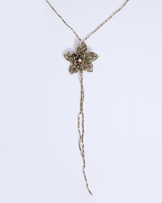 Collar Bolitas Flor Verde