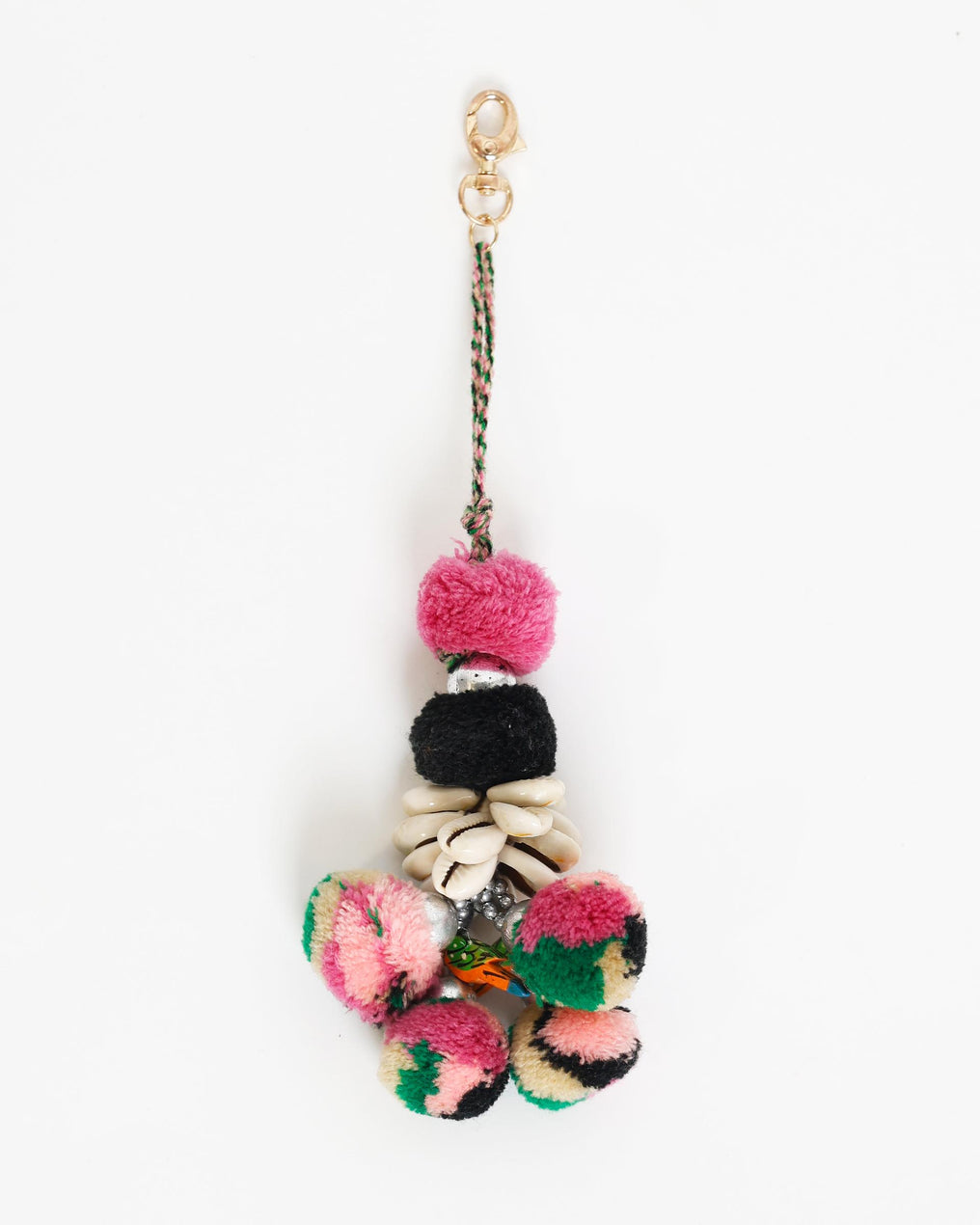 Porta-chaves com borla multicolorida