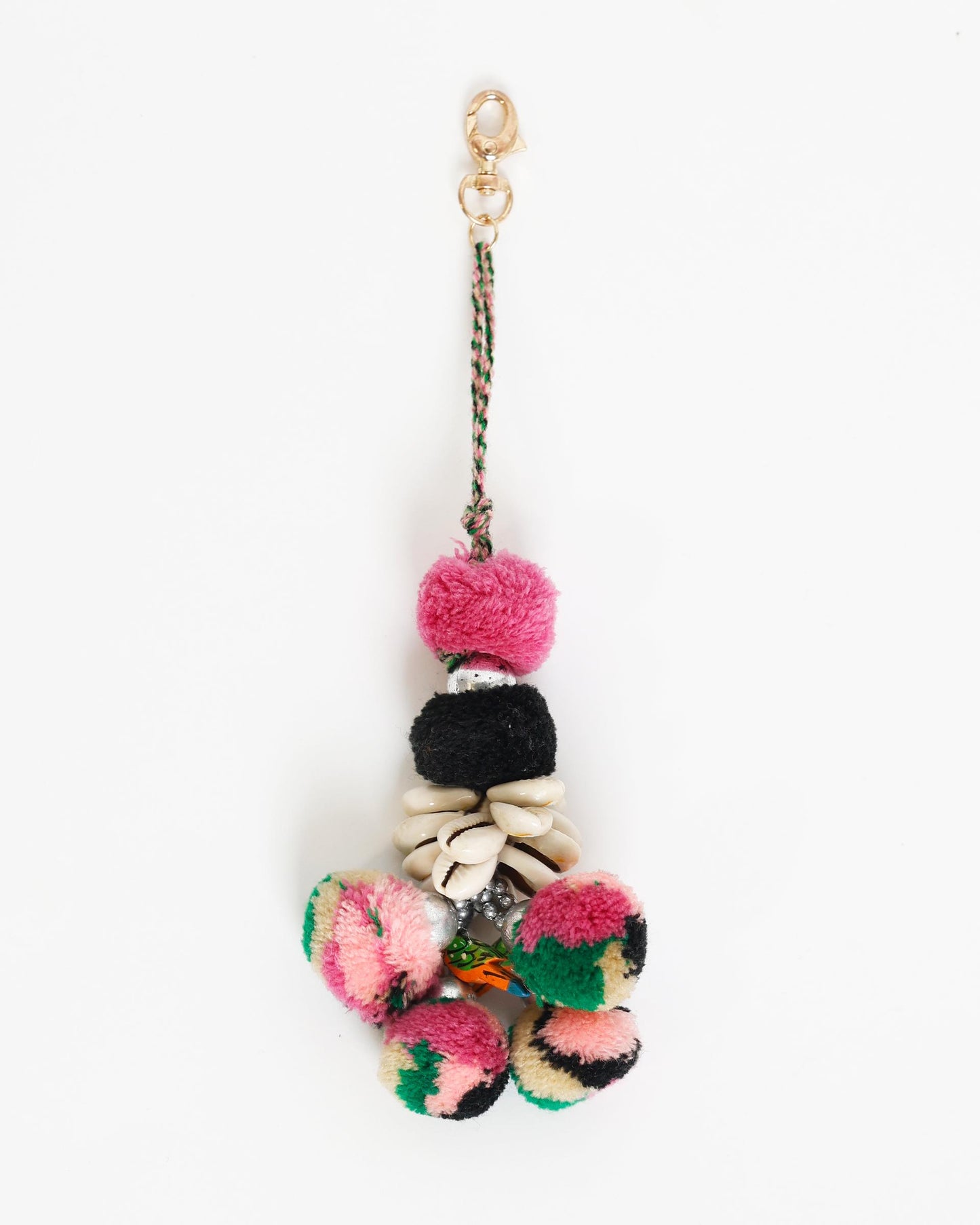Porta-chaves com borla multicolorida