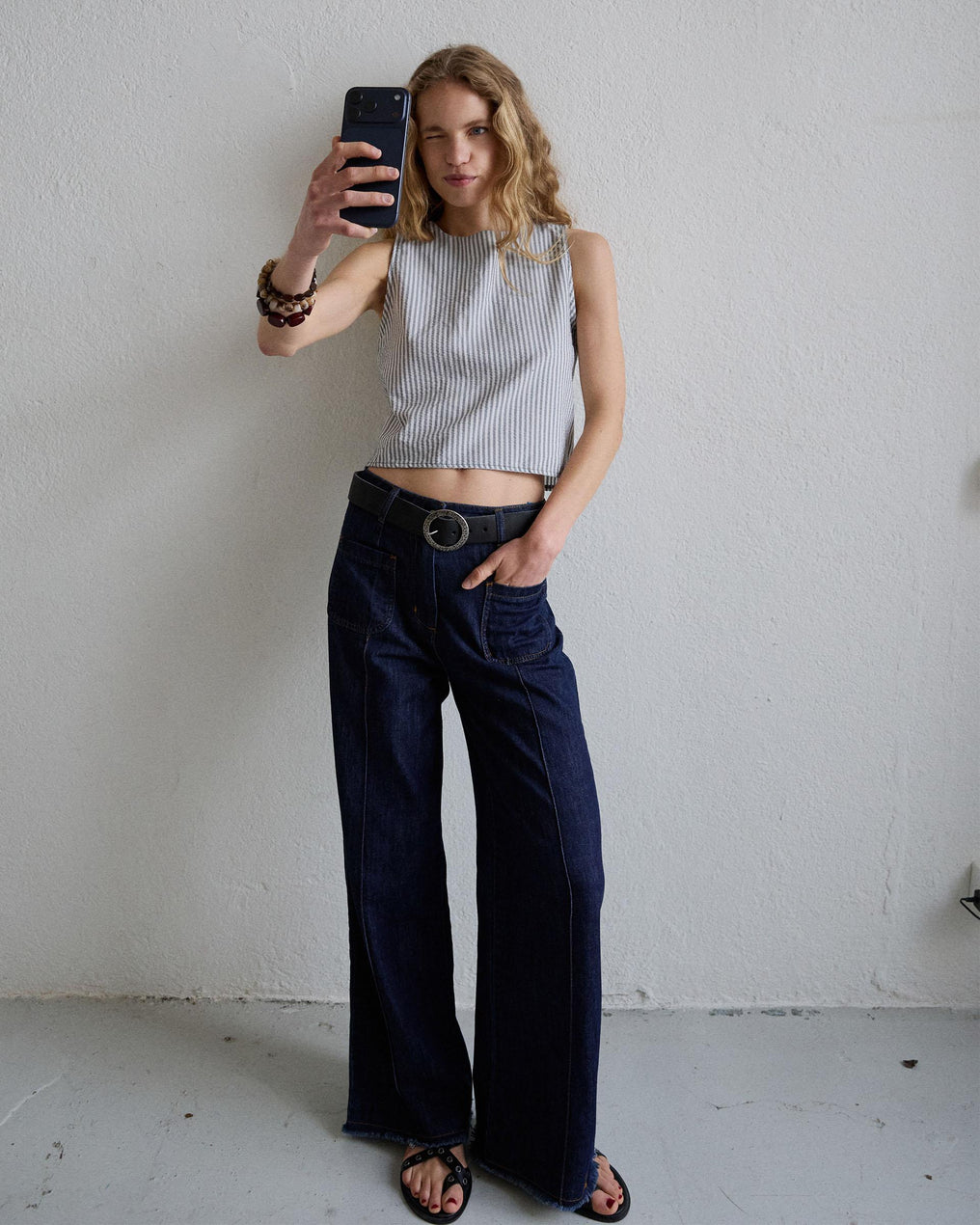 Top Rayas Bicolor Gris