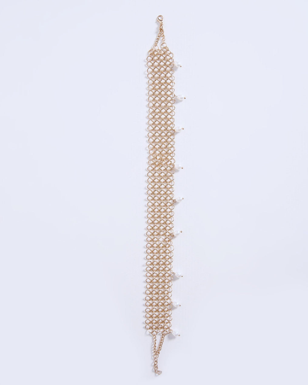 Choker Rejilla Perlas Oro