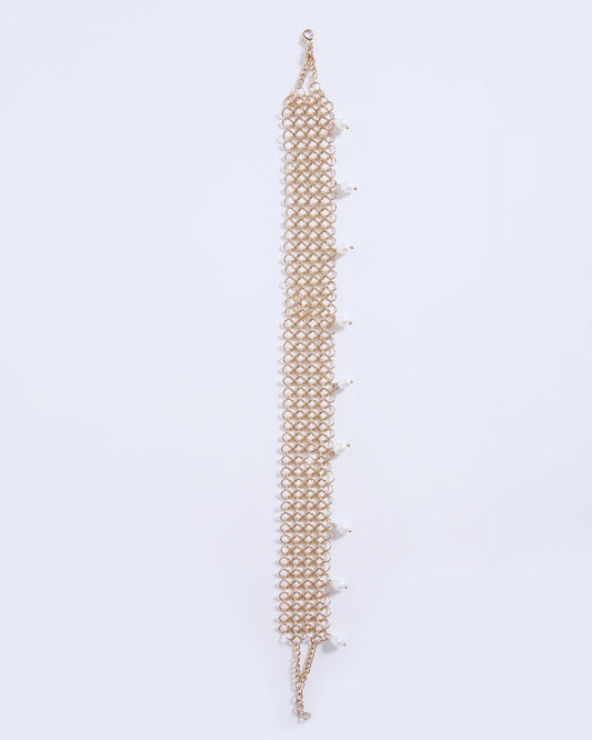 Choker Rejilla Perlas Oro