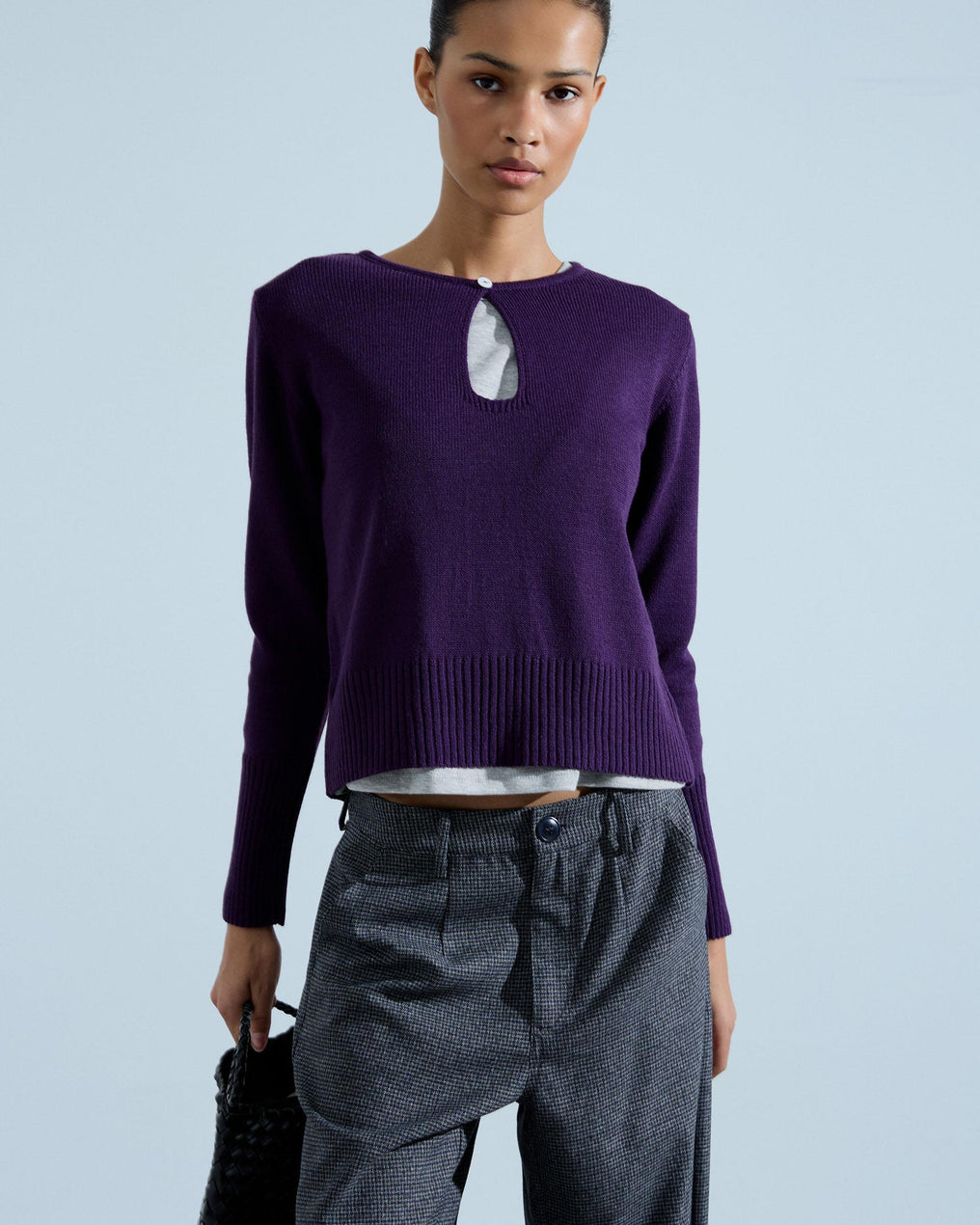 Jersey Abertura Botón Morado