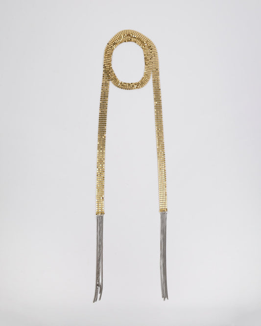 Mesh Gold Tie Necklace