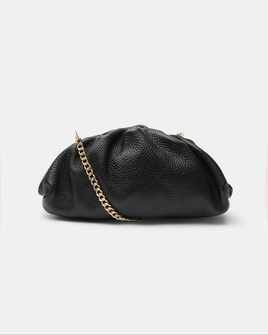 Black Leather Clutch Bag