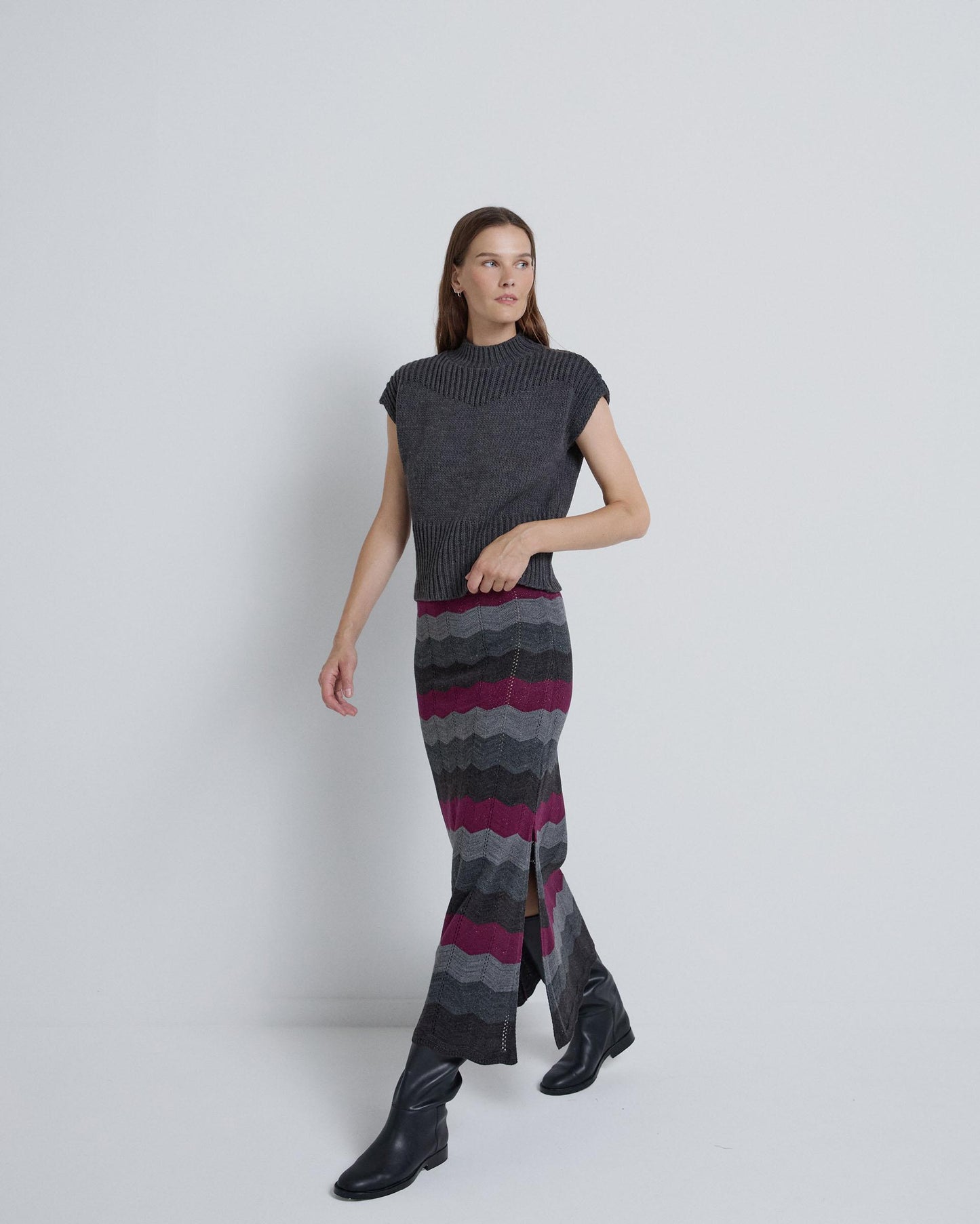 Falda Larga Zigzag Morado