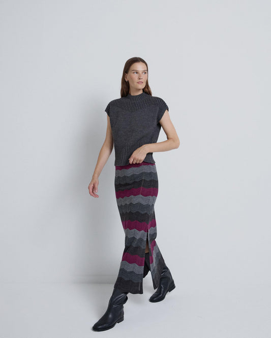 Falda Larga Zigzag Morado