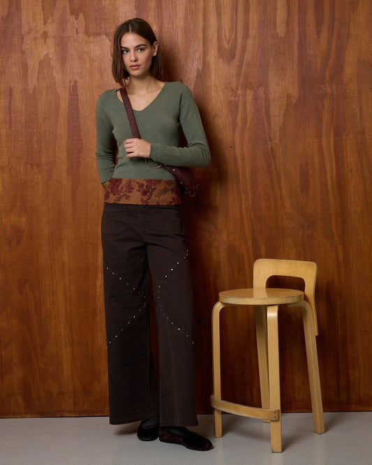 Basic V-Neck Sweater Light Green