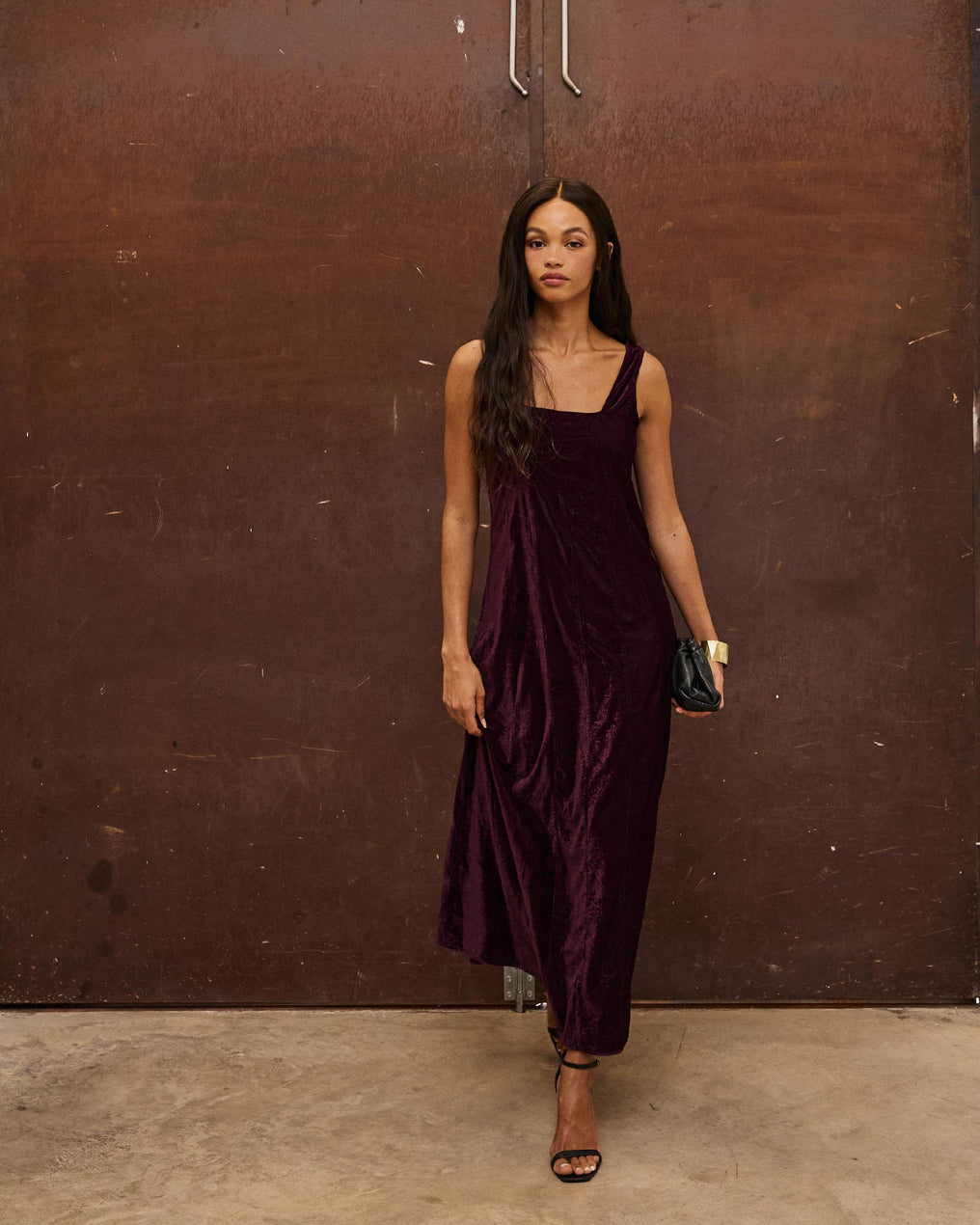 Vestido Tirantes Terciopelo Morado