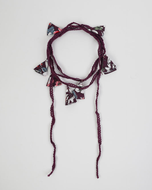 Colar Renda Flores Estampado Roxo