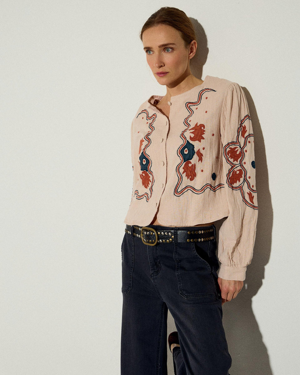 Sobrecamisa Bordados Etnicos Rosa Palo