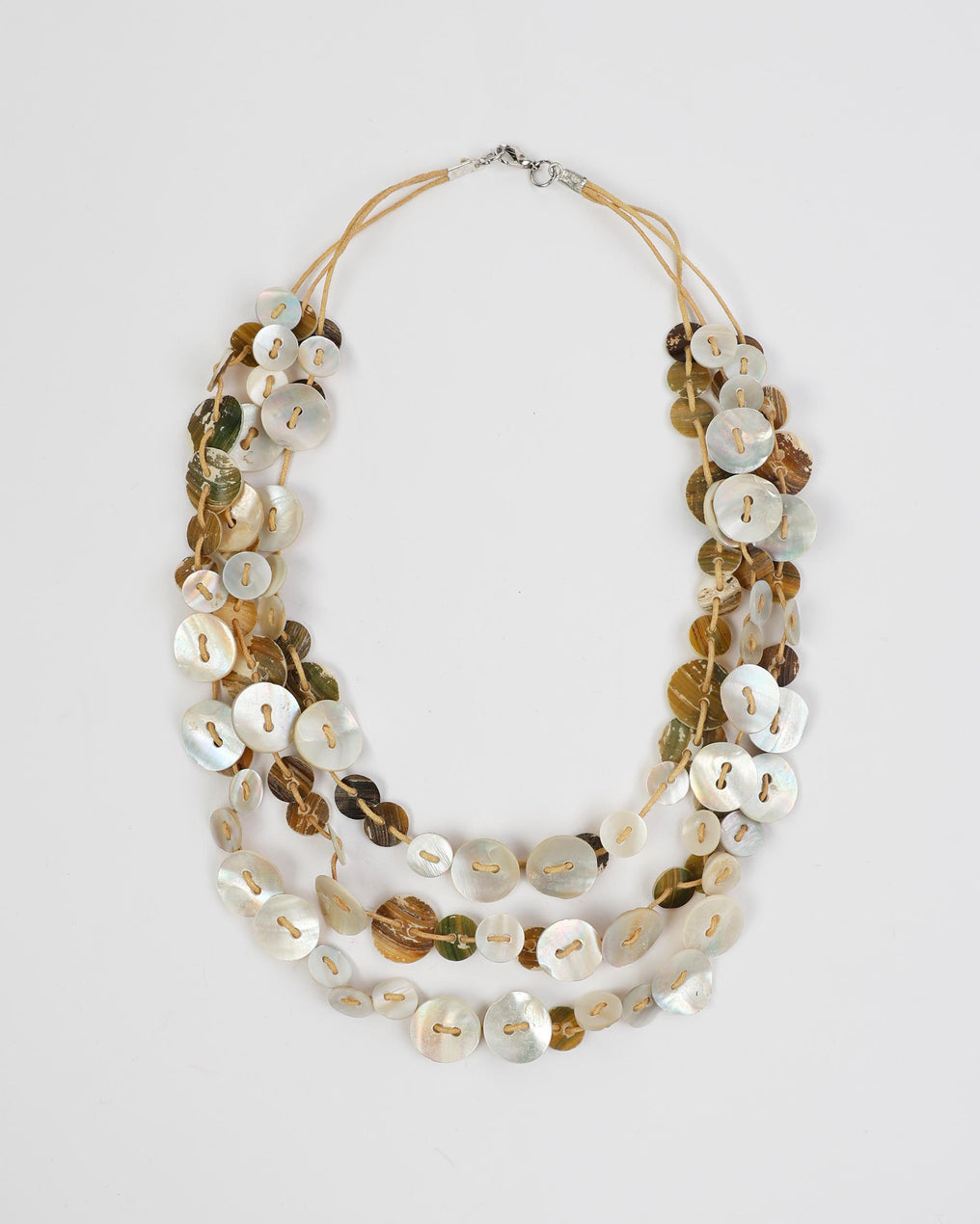 Collier Triple Boutons Écru