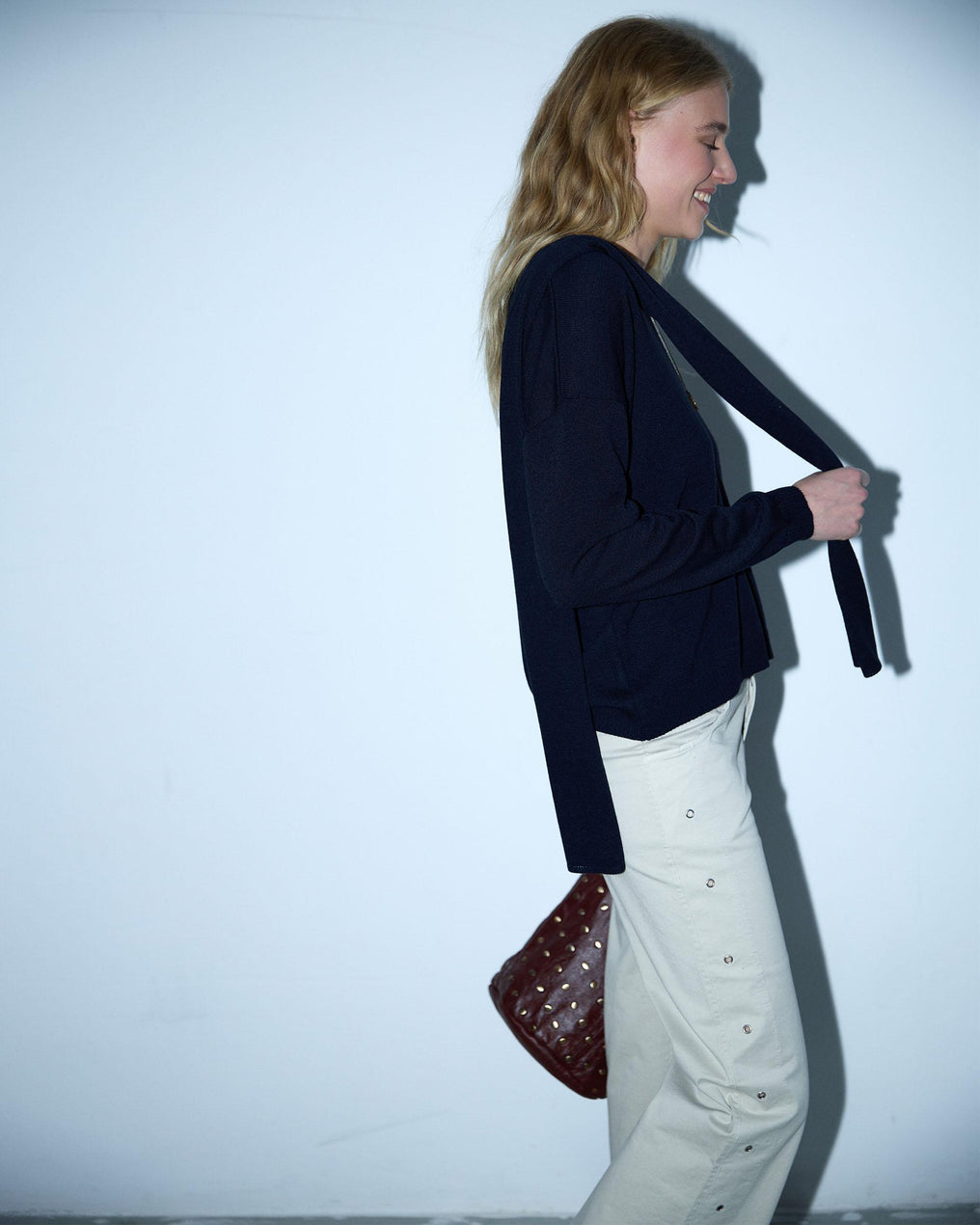 Jersey Punto Fino Bufanda Azul Marino