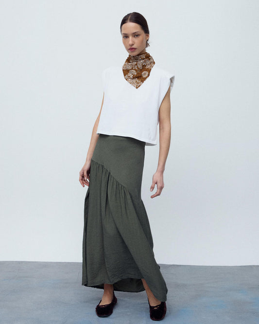 Saia Cós Assimétrico Verde Escuro