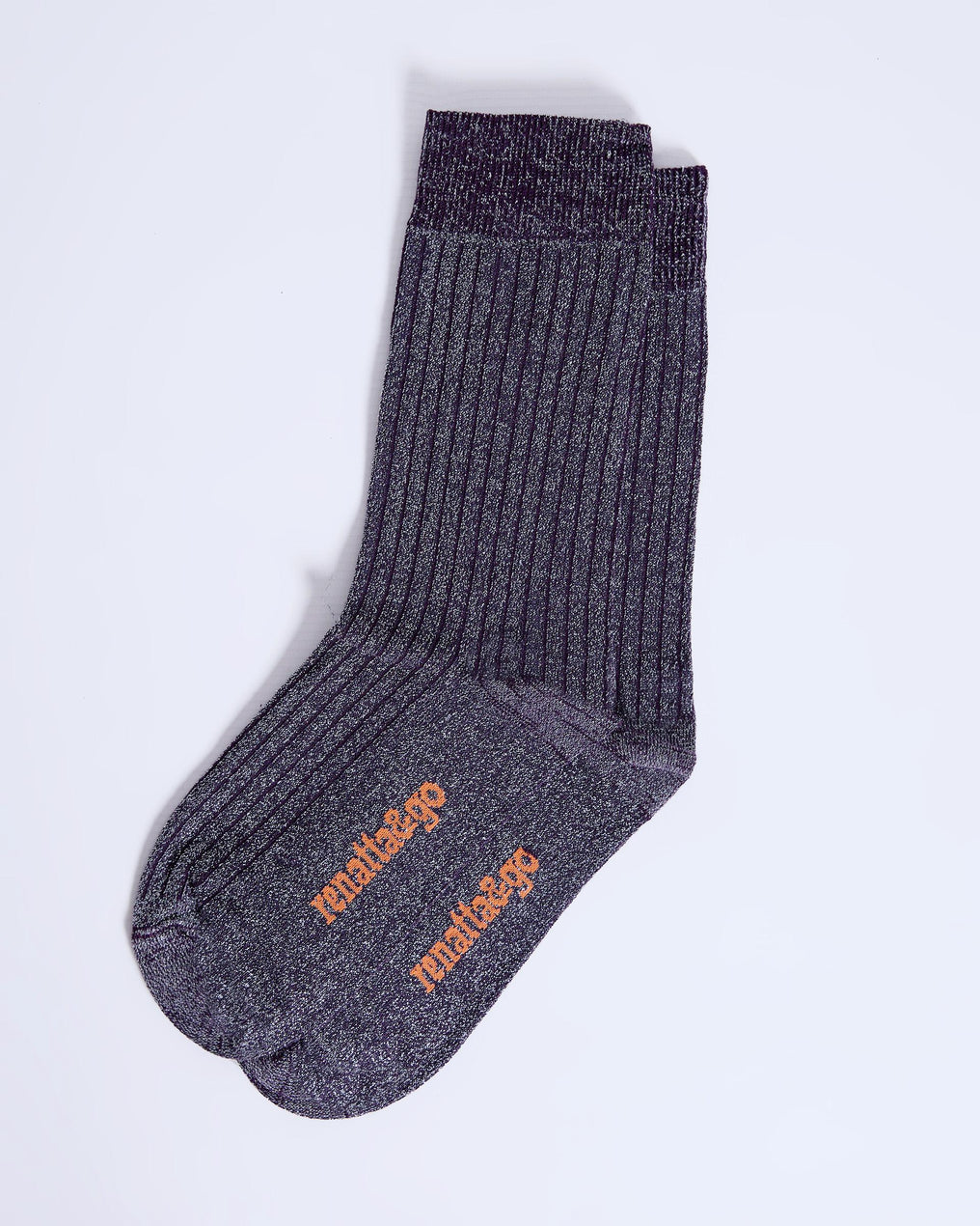 Purple Lurex Mid-Calf Socks