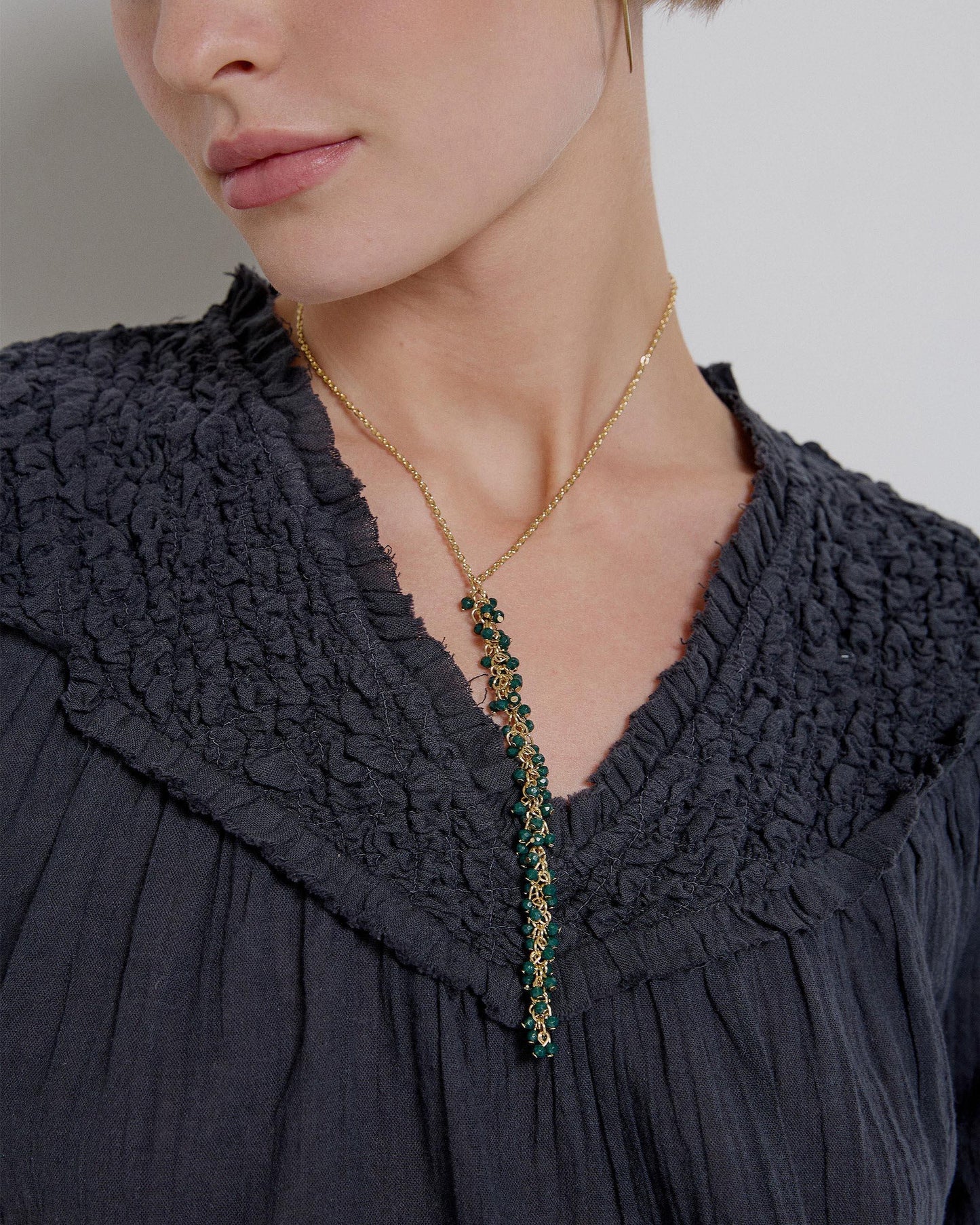 Green Bead Strip Corbetero Necklace