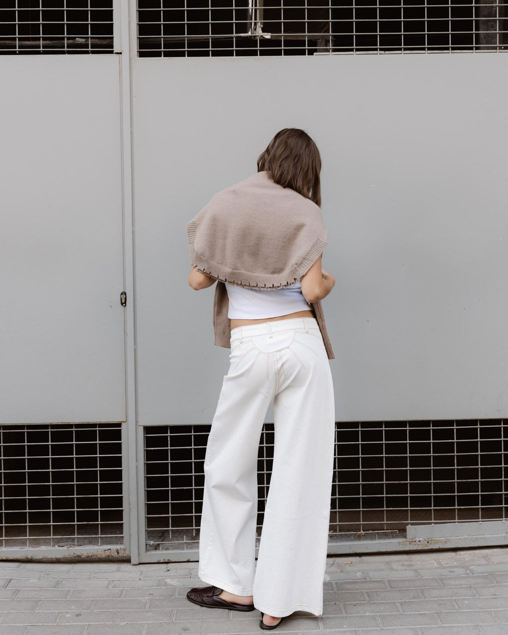 Jeans Bordado Sol Blanco