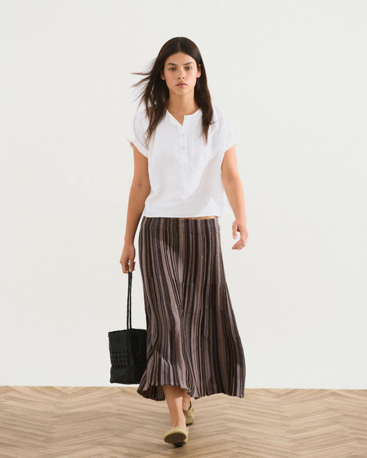 Blusa Fluida Escote Pico Botones Blanca