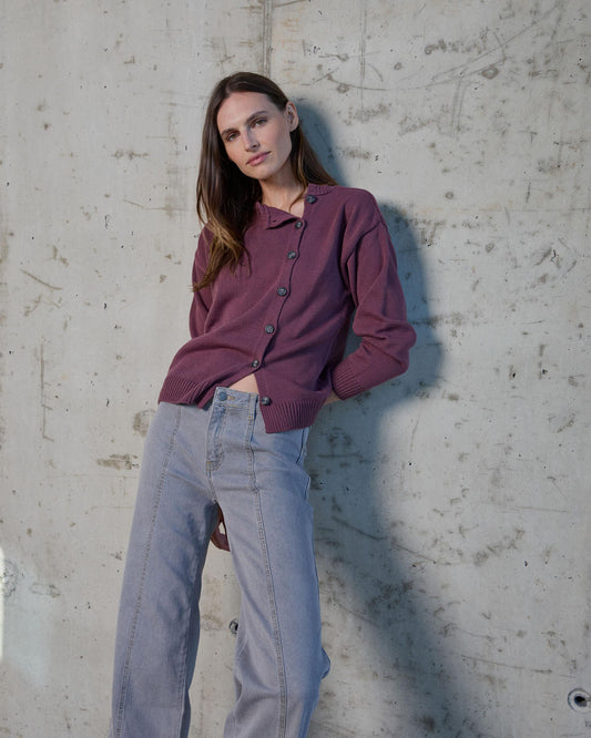 Chaqueta Botones Laterales Morado