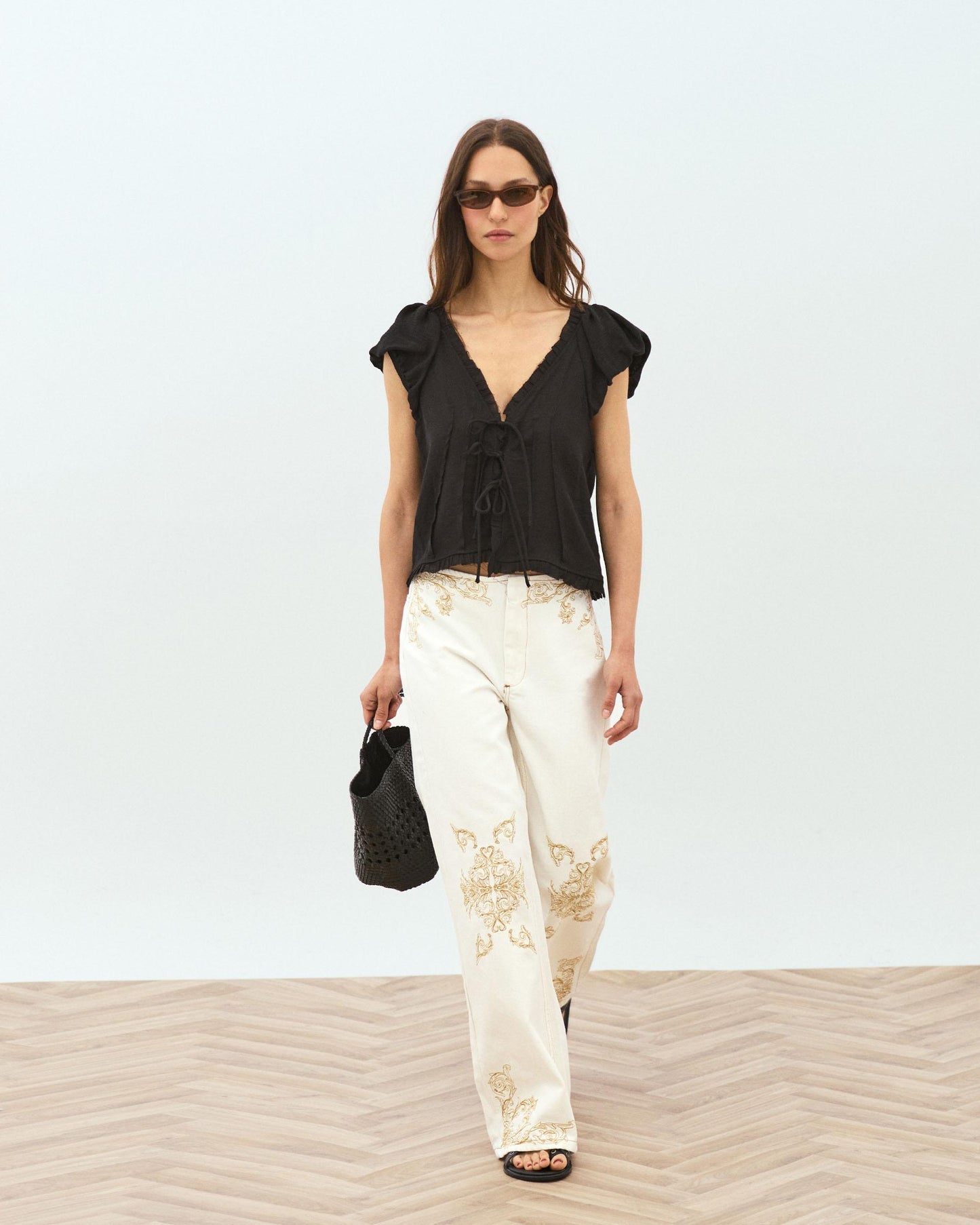 Blusa Lazadas Delanteras Negro