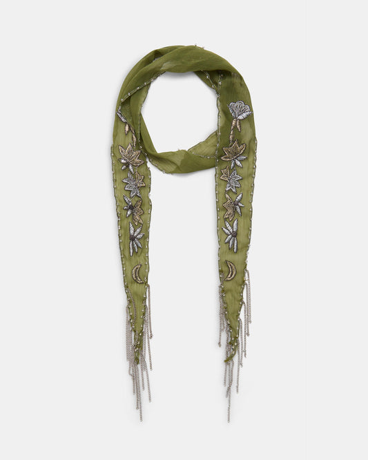 Colar Organza Bordados Verde