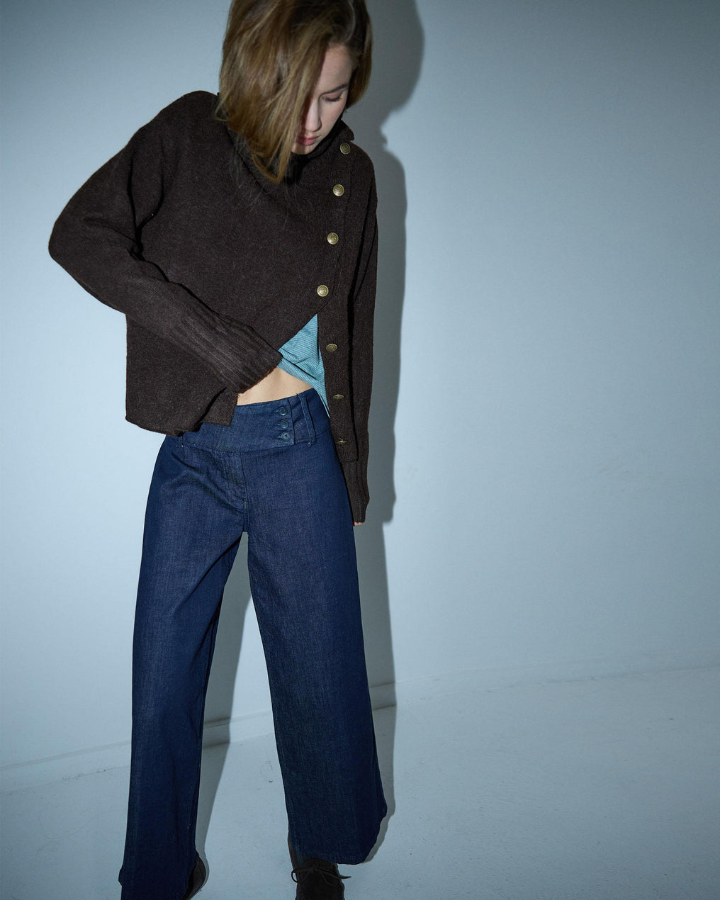 Triple Waistband Blue Jeans