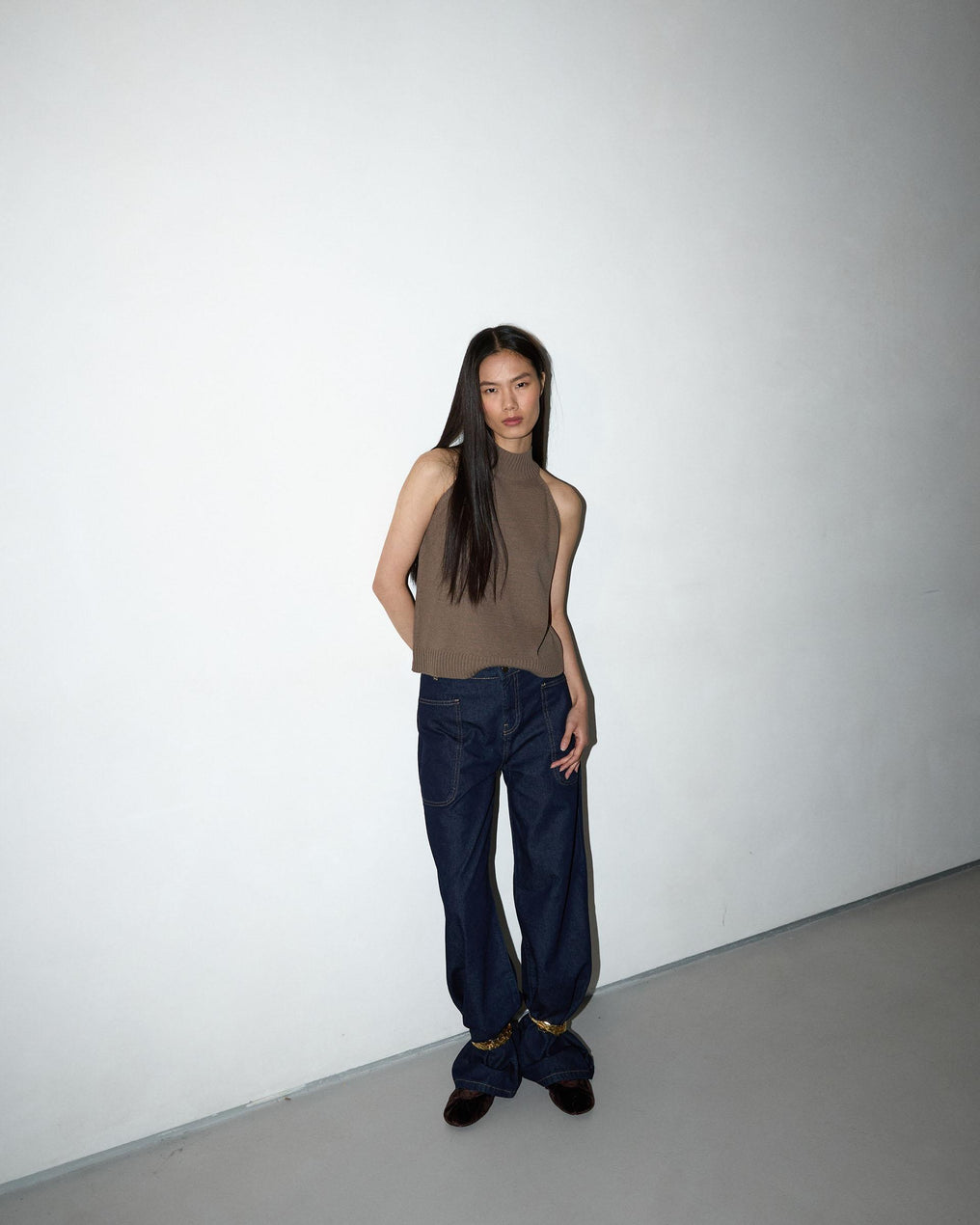 Taupe Knit Halter Top