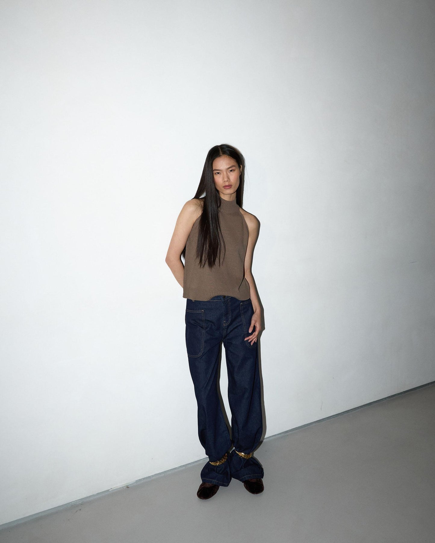 Taupe Knit Halter Top