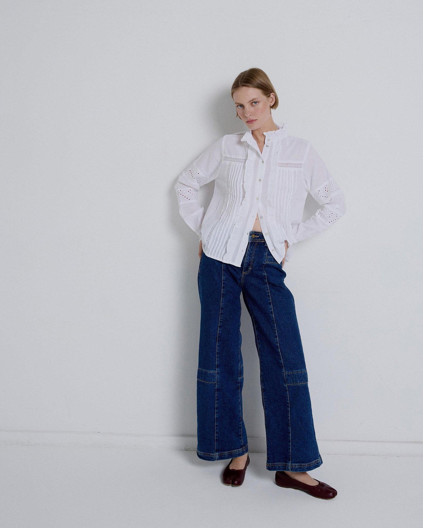 Dark Blue Elastic Waist Jeans