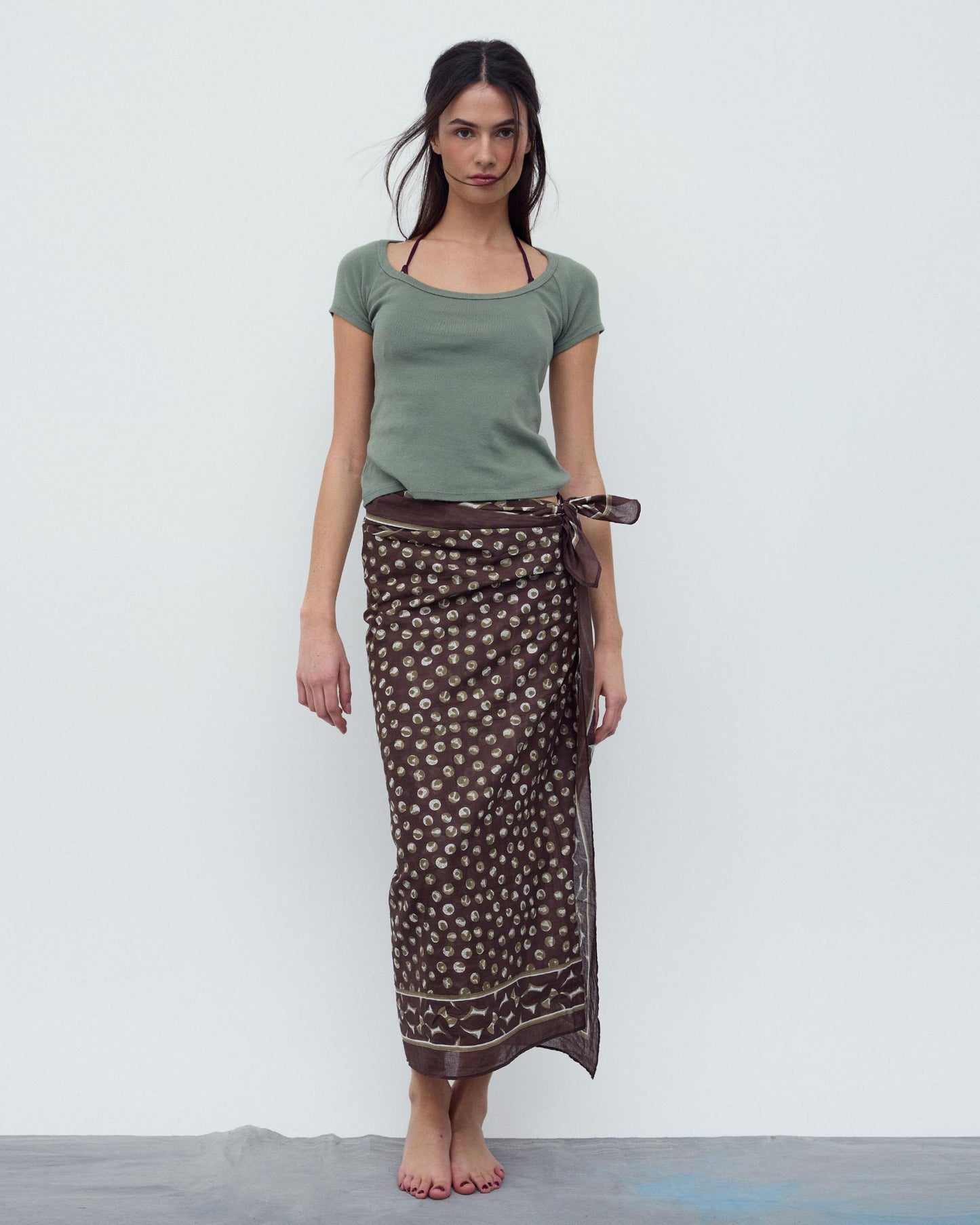 Pareo Estampado Círculos Cenefa Marrón