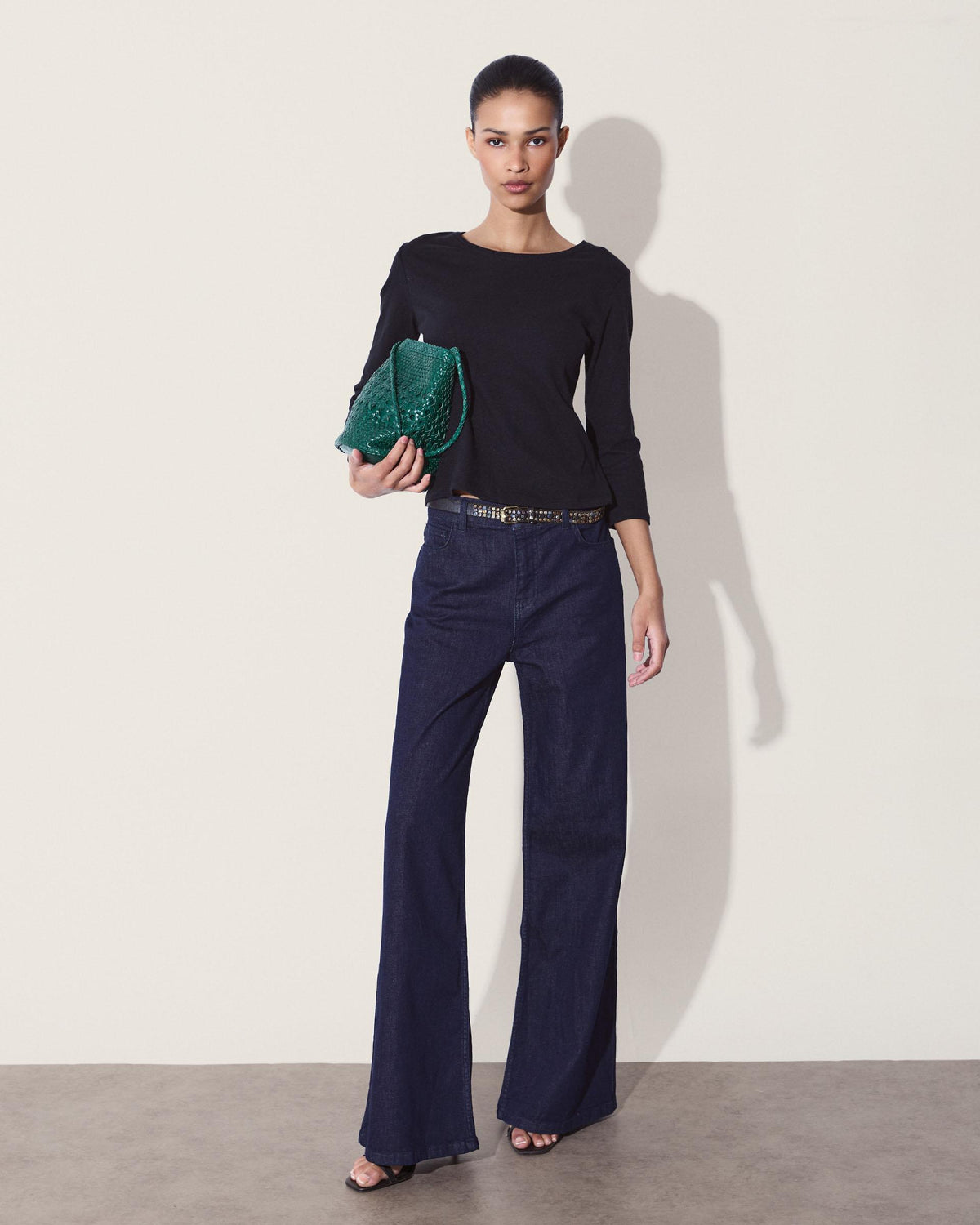 Jeans Estrella Brillos Trasera Azul Oscuro