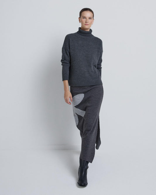 Falda Larga Flor Antracita