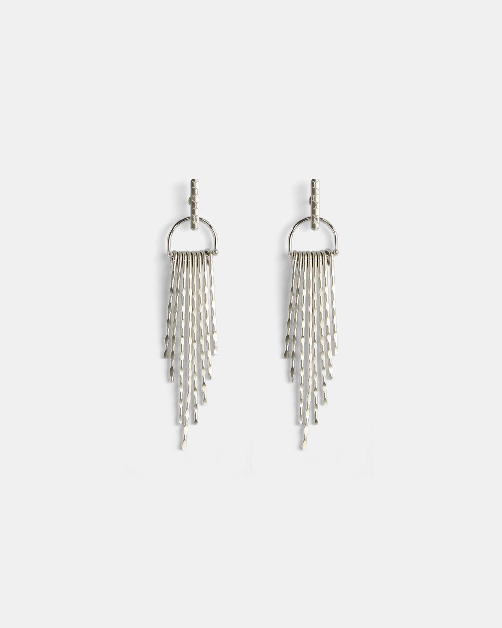 Long Silver Strap Earrings
